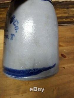 10 James Hamilton & Co. Greensboro PA 1 Gallon Blue Decorated Stoneware Crock