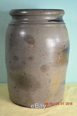 1800's, 3 Cobalt Blue Striped, 1 Gal. Wax Sealer Stoneware Jar Canning Crock