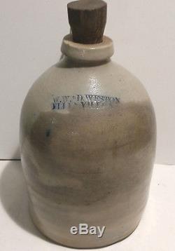 1800's Antique 1 Gal Stoneware Crock Jug W. W. & D. Weston Ellenville New York
