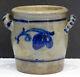 1800's Antique Primitive Cobalt Decorated Salt Glazed Stoneware 1/2gal Crock Jar