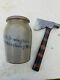 1800s A. P. Donaghho 8 Gray Salt Glaze Stoneware Crock Wax Jar Parkersburg, W. Va