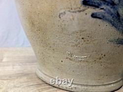 1800s Stoneware Cobalt Decorated Crock Ovoid Form with Handles Two Gallon