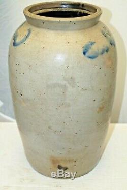 1860s 90s Era Cobalt Blue Stoneware Salt Glaze 3 Gallon Butter Churn Crock Jug