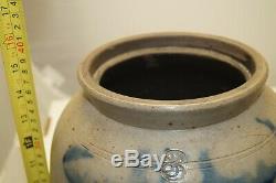 1860s 90s Era Cobalt Blue Stoneware Salt Glaze 3 Gallon Butter Churn Crock Jug