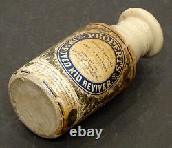 1870's Antique PROPERT'S KID LEATHER REVIVER Stoneware Crock Bottle / LONDON