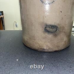 1880s J. Pech & Sons 8 Gallon Stoneware Crock Made in Macomb Illinois IL VG Cond