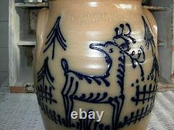 1984 Beaumont Pottery/ York, Maine Stoneware Crock REINDEER AND TREES JB