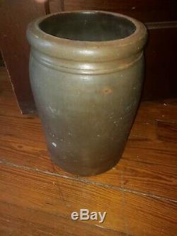 19th C. 2 gal. A. P. Donaghho West Virginia Stoneware Jar with Blue Decoration
