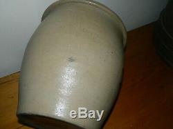 19th C. Freehand 2 Gallon Western PA Decorated Stoneware Crock With Stripes AAFA