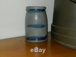 19th C. Western PA Three Stripes Striper Stoneware Canning Jar Crock AAFA