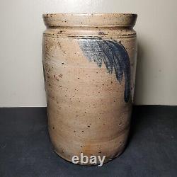 19th Century 8.5 Cobalt Decorated Salt Glaze Stoneware Crock Jar