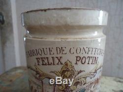 19th Century Antique French Felix Potin Stoneware Crock Luneville, L@@K