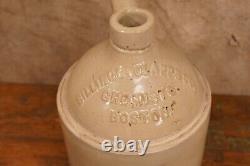 19th Century Billings Clapp & Co. Boston Chemist Ceramic Crock Jug Microbe