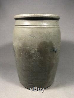 19th Century Salt Glaze Stoneware 4 Stripe Crock