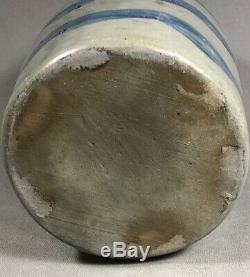 19th Century Salt Glaze Stoneware 4 Stripe Crock