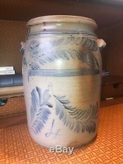 19th Century Thompson Morgantown WV Stoneware Crock West Virginia Salt Glazed