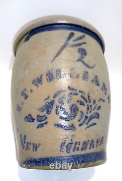 1 1/2 Gallon, R. T. Williams, New Genva Blue Decorated Stoneware Crock