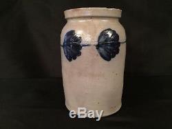 1 Gallon Remmey Cobalt Decorated Stoneware Jar Crock