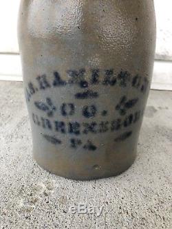 1 Gallon Stoneware Crock Blue Decorated Stenciled Jas Hamilton Co Greensboro