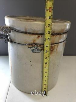 1 Vintage/antique 5 Gallon Stoneware Crock #6/crown Pottery/usa! Very Cool Cond