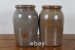 2 Antique AP Donaghho Salt Glaze Cobalt Stoneware Crocks Canning Jars 11