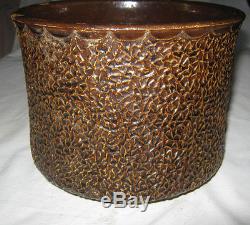 # 2 Antique Bennington Indian Stoneware Pottery Crock Planter Mccoy Feather Art