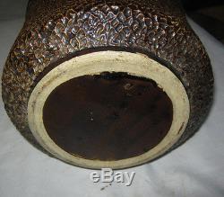 # 2 Antique Bennington Indian Stoneware Pottery Crock Planter Mccoy Feather Art