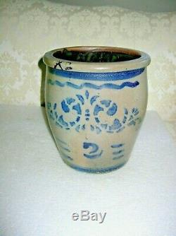 2 Gallon 19th Century Stoneware Salt Glaze Crock Jar Mint