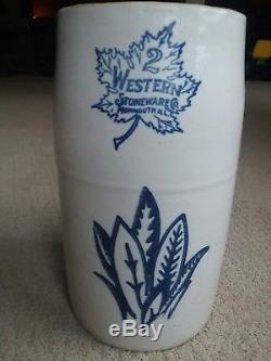 2 Gallon WESTERN STONEWARE BUTTER CHURN withLID MINT RARE MARKINGS STAMP crock