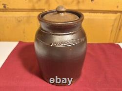 2 Harrisburg Pa Stoneware Jar/Crocks With Lids