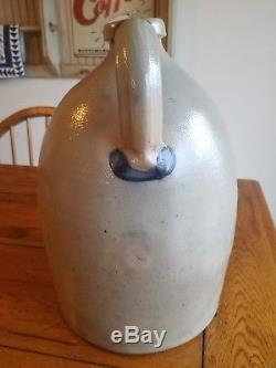 2 gal cowden and wilcox stoneware jug with cobalt foliate