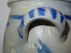 2x Westerwald Germany salt glaze ceramic stoneware with blue designs around 1860