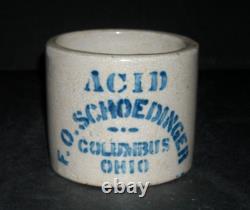 3 1/2 Stoneware Advertising Crock ACID F. O. SCHOEDINGER COLUMBUS, OHIO