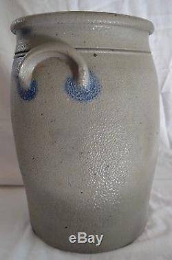 3 Gal Antique Blue Decorated Hamilton & Jones Stoneware Crock/3 Gallon