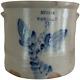 3 Gallon Athen, Ny Blue Decorated Stoneware Crock Dated 1893