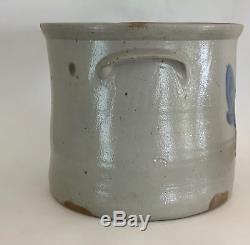 3 Gallon Athen, NY Blue Decorated Stoneware Crock Dated 1893