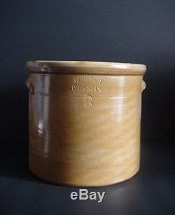 3 Gallon Crock J. Fisher Lyon's N. Y. Salt Glaze Stoneware Antique 1878