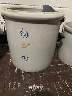 3 redwing 5 gallon crocks stoneware One With Lid