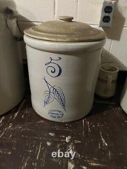 3 redwing 5 gallon crocks stoneware One With Lid