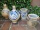 4 X Antique Westerwald Salt Glaze Ceramic Stoneware W Blue Designs Around1860
