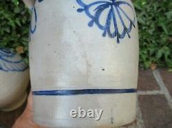 4 x Antique Westerwald Salt Glaze Ceramic Stoneware w Blue Designs around1860