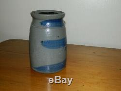 6.5 Western PA Stoneware Canning Wax Sealer Striper Stripe Crock 1 Quart AAFA