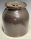 8 1/4 Antique 19th C. Brown Glazed Stoneware Crock Jar With Lid Primitive Rustic