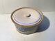 9 Large 3/4 Gallon 6# Double Blue Band Floral White Stoneware Butter Crock+lid