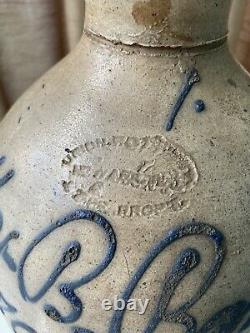 ANTIQUE BLUE DECORATED STONEWARE SCRIPT JUG / CROCK- Union Pottery