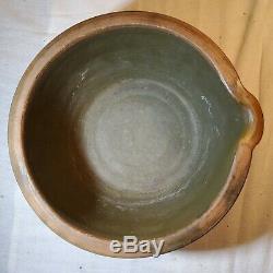 ANTIQUE GREY & BLUE STONEWARE CROCK with SPOUT CRAFTED IN TOP RARE SIZE NICE SHAPE