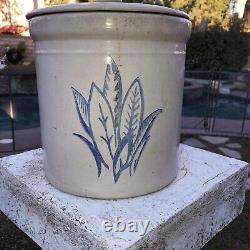 ANTIQUE MONMOUTH, ILL WESTERN STONEWARE #2 GALLON CROCK MAPLE LEAF 10 Height