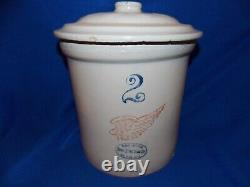 ANTIQUE RED WING 2 GALLON ZINK GLAZE CROCK UNION STONEWARE 3 Gal Lid 4 INCH WING