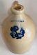 Antique Stoneware Jug L. Seymour. Troy With Cobalt Blue Flower 11tall