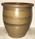Antique Stoneware Ovid Crock Jar, 3 Cobalt Blue Stripes Very Good Condition Aafa